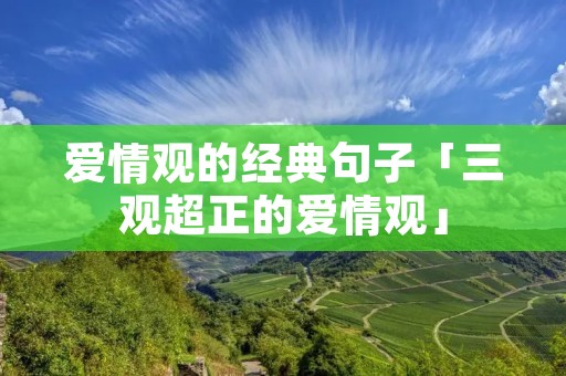 爱情观的经典句子「三观超正的爱情观」