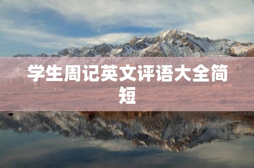 学生周记英文评语大全简短