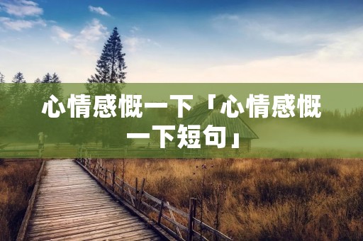 心情感慨一下「心情感慨一下短句」