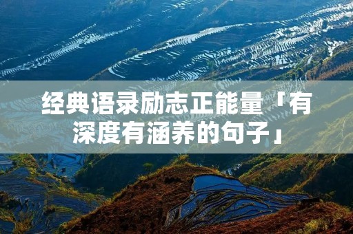经典语录励志正能量「有深度有涵养的句子」