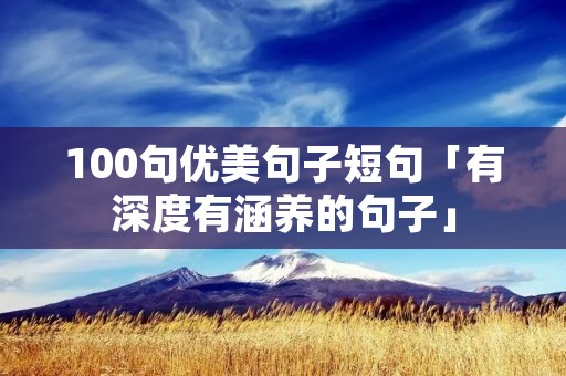 100句优美句子短句「有深度有涵养的句子」