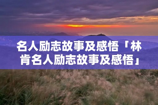 名人励志故事及感悟「林肯名人励志故事及感悟」