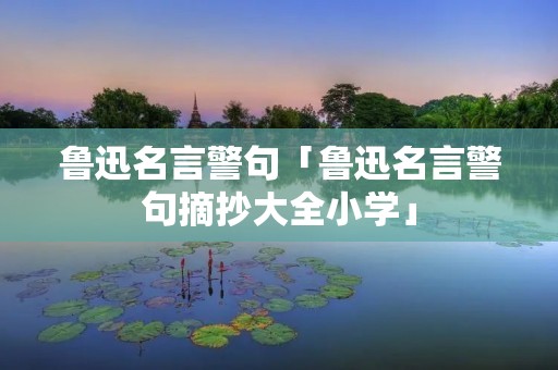鲁迅名言警句「鲁迅名言警句摘抄大全小学」