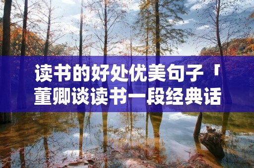 读书的好处优美句子「董卿谈读书一段经典话」 读书的好处优美句子「董卿谈读书一段经典话」