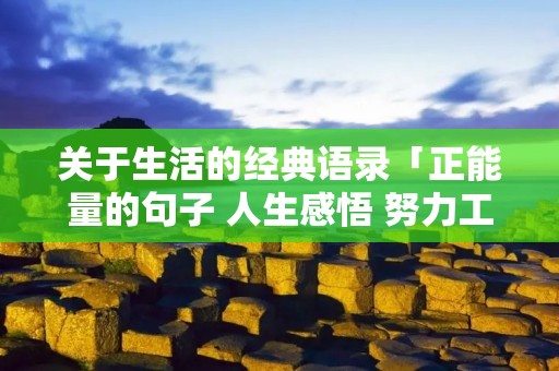 关于生活的经典语录「正能量的句子 人生感悟 努力工作」