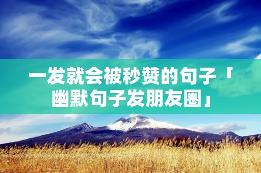 一发就会被秒赞的句子「幽默句子发朋友圈」