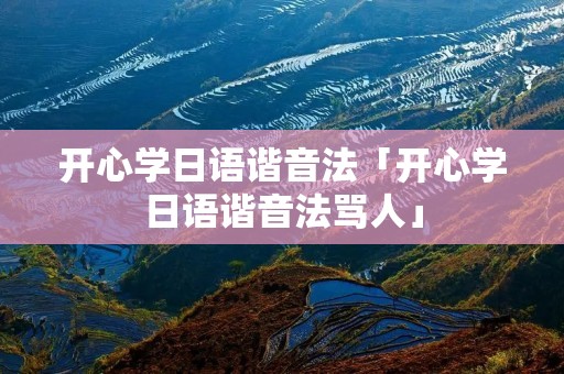 开心学日语谐音法「开心学日语谐音法骂人」
