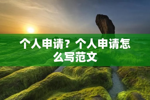 个人申请?个人申请怎么写范文