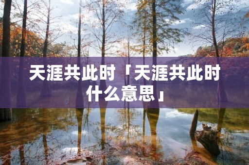 天涯共此时「天涯共此时什么意思」 天涯共此时「天涯共此时什么意思」