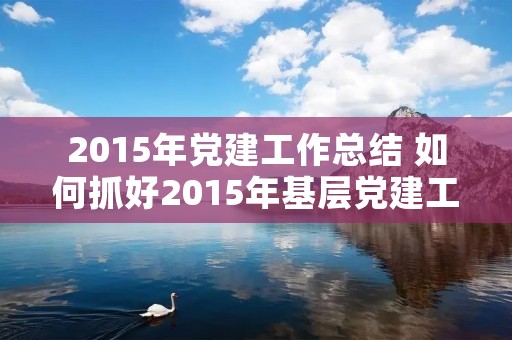 2015年党建工作总结 如何抓好2015年基层党建工作