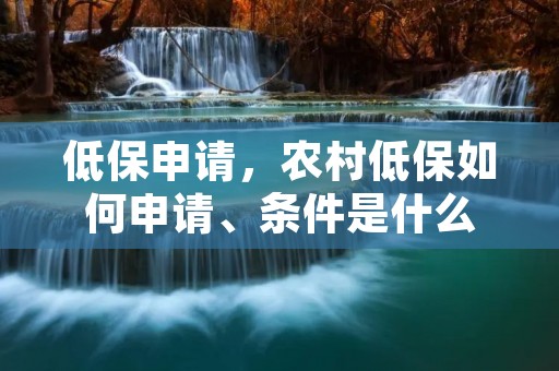 低保申请，农村低保如何申请、条件是什么