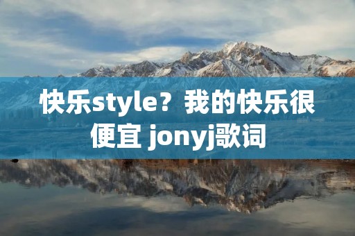 快乐style？我的快乐很便宜 jonyj歌词