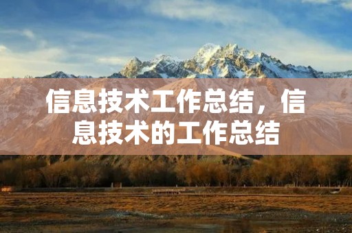 信息技术工作总结,信息技术的工作总结