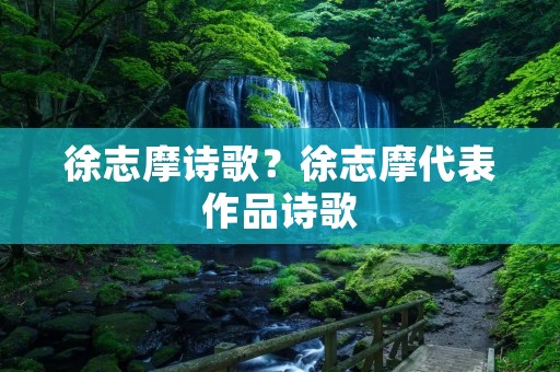 徐志摩诗歌？徐志摩代表作品诗歌