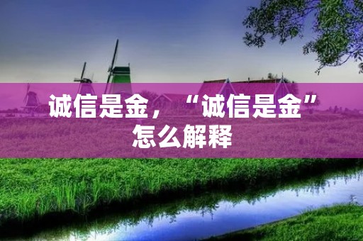 诚信是金，“诚信是金”怎么解释