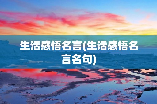 生活感悟名言(生活感悟名言名句)