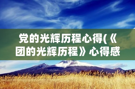 党的光辉历程心得(《团的光辉历程》心得感受10篇)