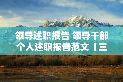 领导述职报告 领导干部个人述职报告范文【三篇】