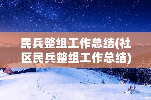 民兵整组工作总结(社区民兵整组工作总结)