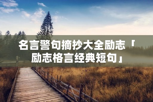 名言警句摘抄大全励志「励志格言经典短句」