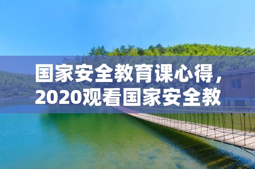 国家安全教育课心得，2020观看国家安全教育课观后感心得作文5篇