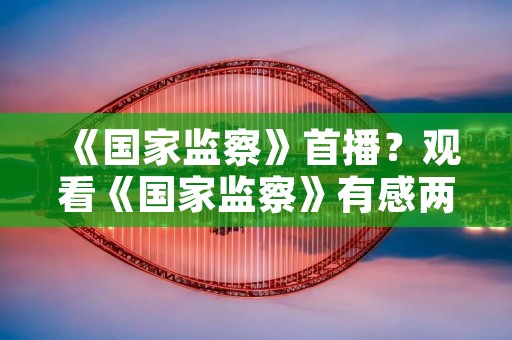 《国家监察》首播?观看《国家监察》有感两篇