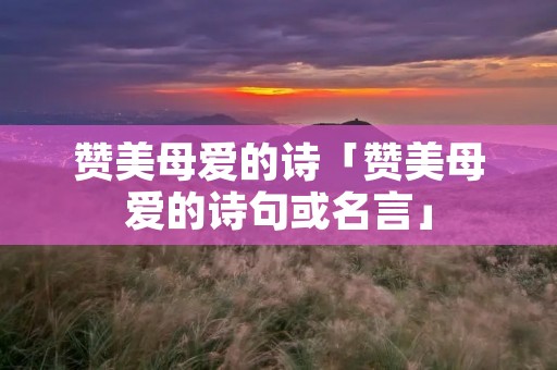 赞美母爱的诗「赞美母爱的诗句或名言」