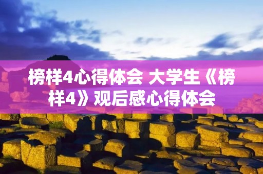 榜样4心得体会 大学生《榜样4》观后感心得体会