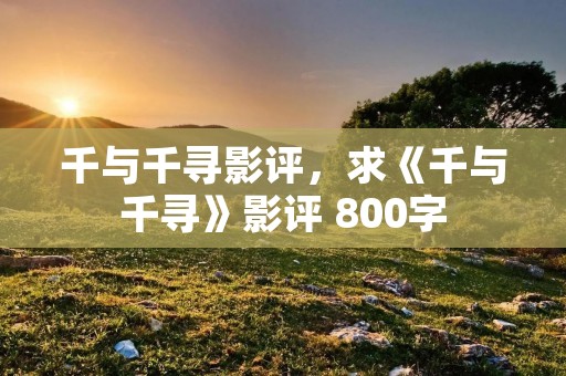 千与千寻影评，求《千与千寻》影评 800字