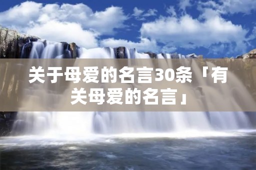关于母爱的名言30条「有关母爱的名言」