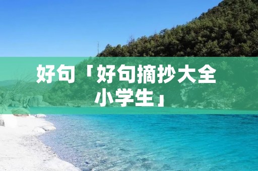 好句「好句摘抄大全 小学生」