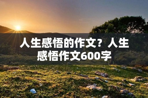 人生感悟的作文？人生感悟作文600字