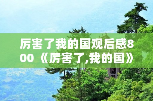 厉害了我的国观后感800 《厉害了,我的国》观后感 厉害了我的国观后感800 《厉害了,我的国》观后感