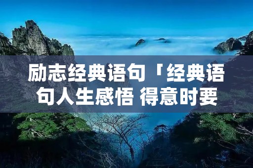 励志经典语句「经典语句人生感悟 得意时要看淡」