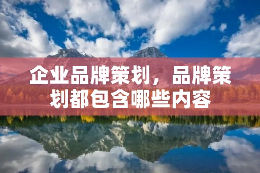 企业品牌策划，品牌策划都包含哪些内容