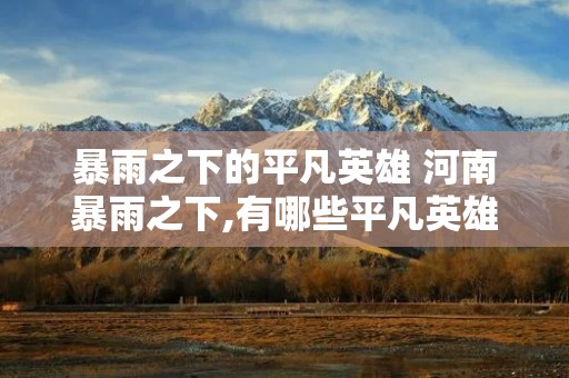 暴雨之下的平凡英雄 河南暴雨之下,有哪些平凡英雄