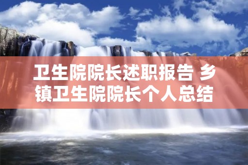 卫生院院长述职报告 乡镇卫生院院长个人总结