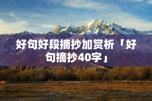 好句好段摘抄加赏析「好句摘抄40字」