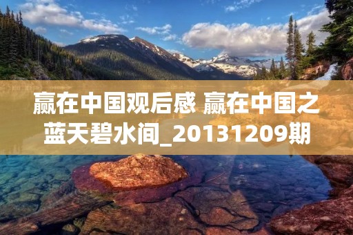 赢在中国观后感 赢在中国之蓝天碧水间_20131209期观后感