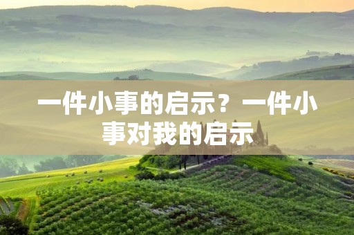 一件小事的启示?一件小事对我的启示