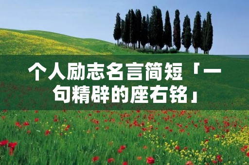 个人励志名言简短「一句精辟的座右铭」