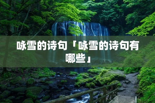 咏雪的诗句「咏雪的诗句有哪些」