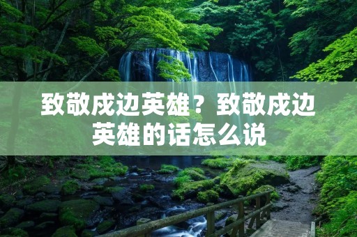 致敬戍边英雄?致敬戍边英雄的话怎么说