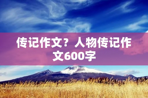 传记作文?人物传记作文600字