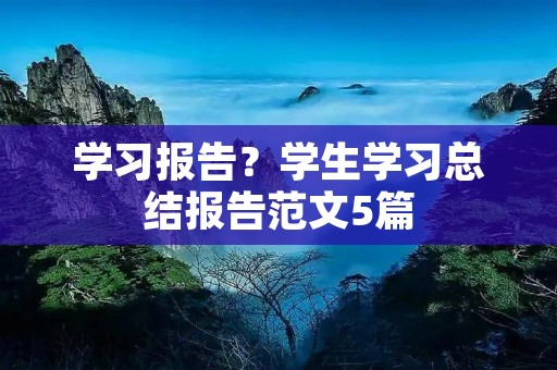 学习报告?学生学习总结报告范文5篇