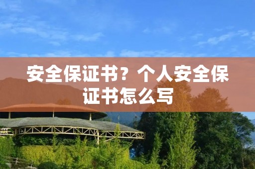 安全保证书？个人安全保证书怎么写