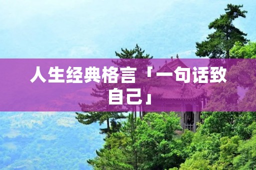 人生经典格言「一句话致自己」