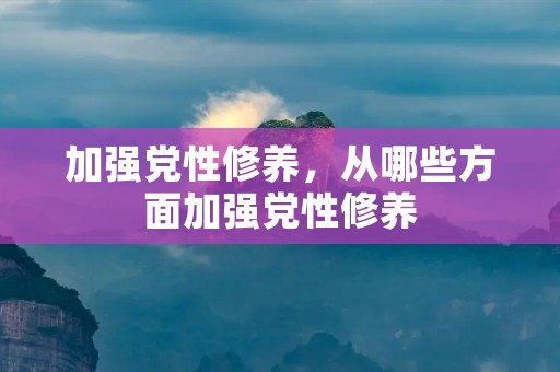 加强党性修养，从哪些方面加强党性修养