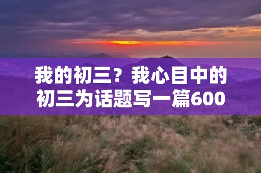 我的初三?我心目中的初三为话题写一篇600字作文