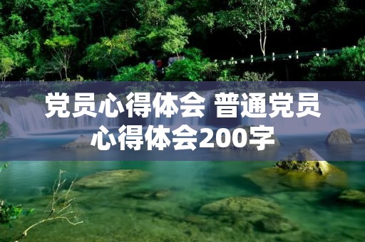 党员心得体会 普通党员心得体会200字